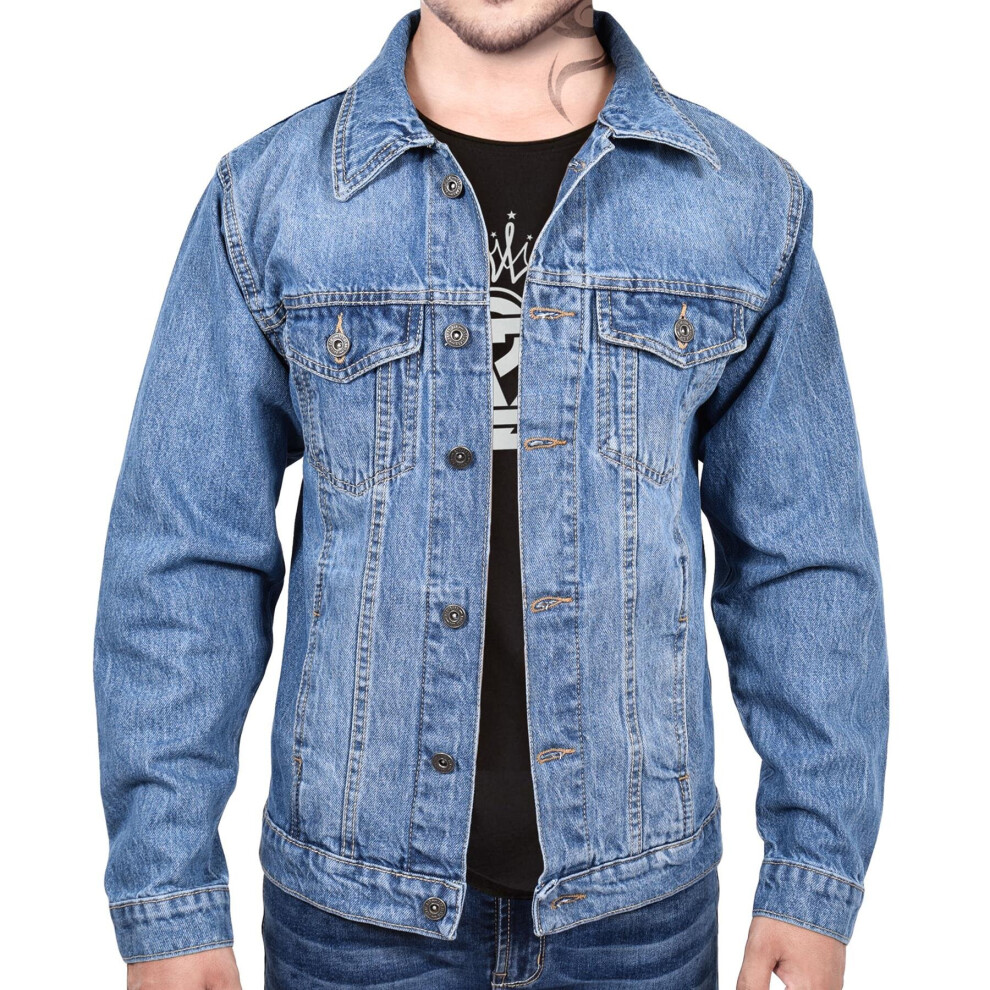(L) Mens Jacket Light Blue Denim Jeans Coat