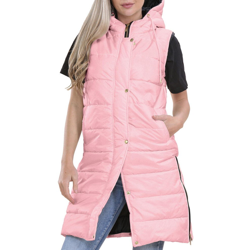 2XL Baby Pink Ladies Oversized Gilet Long Line Style Jacket