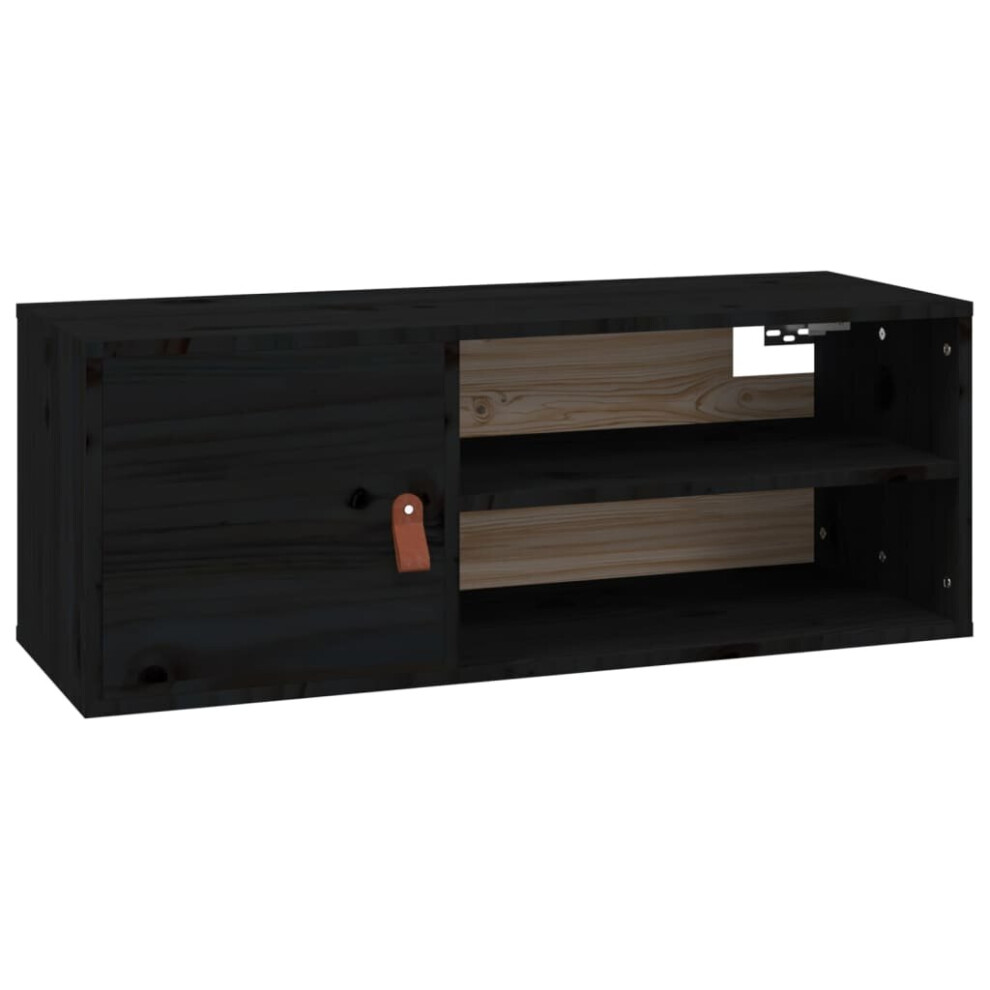 Vidaxl (Black, 1) 1/2X Solid Wood Pine Wall Cabinet Floating Rack Wall Unit Multi Colours