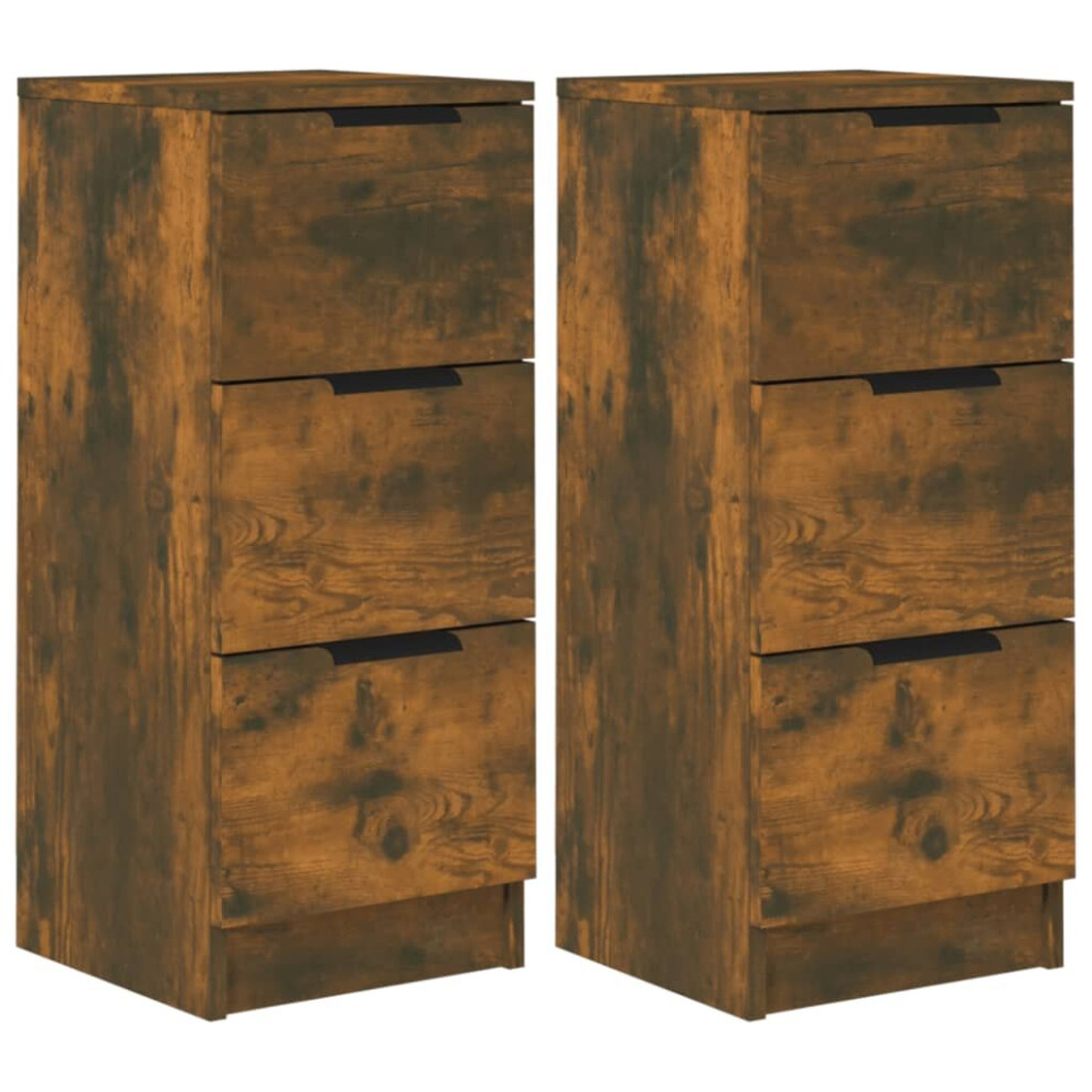 Vidaxl (Smoked Oak, 2) Sideboard Telephone Cabinet Nightstand Side Cabinet Engineered Wood