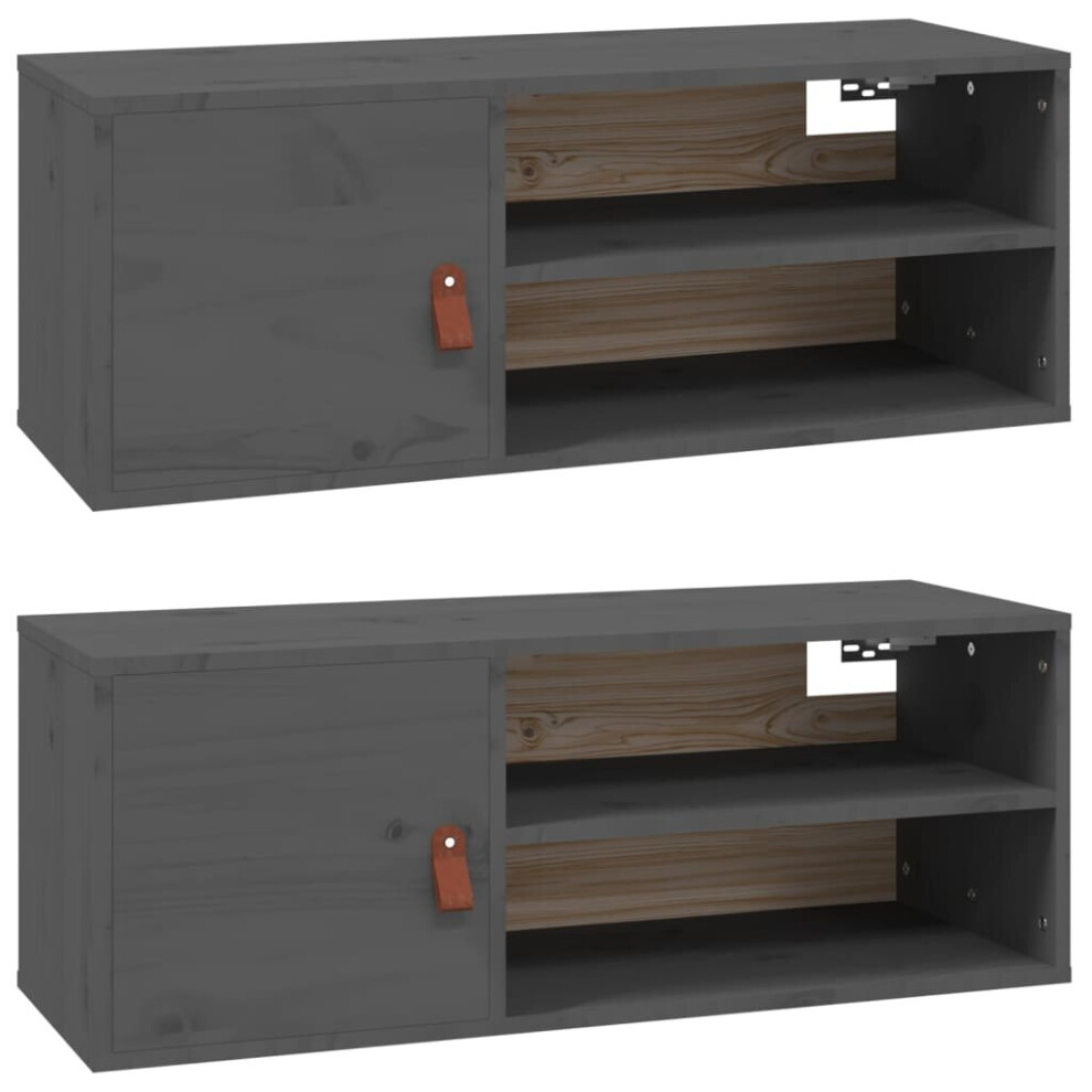 Vidaxl (Grey, 2) 1/2X Solid Wood Pine Wall Cabinet Floating Rack Wall Unit Multi Colours