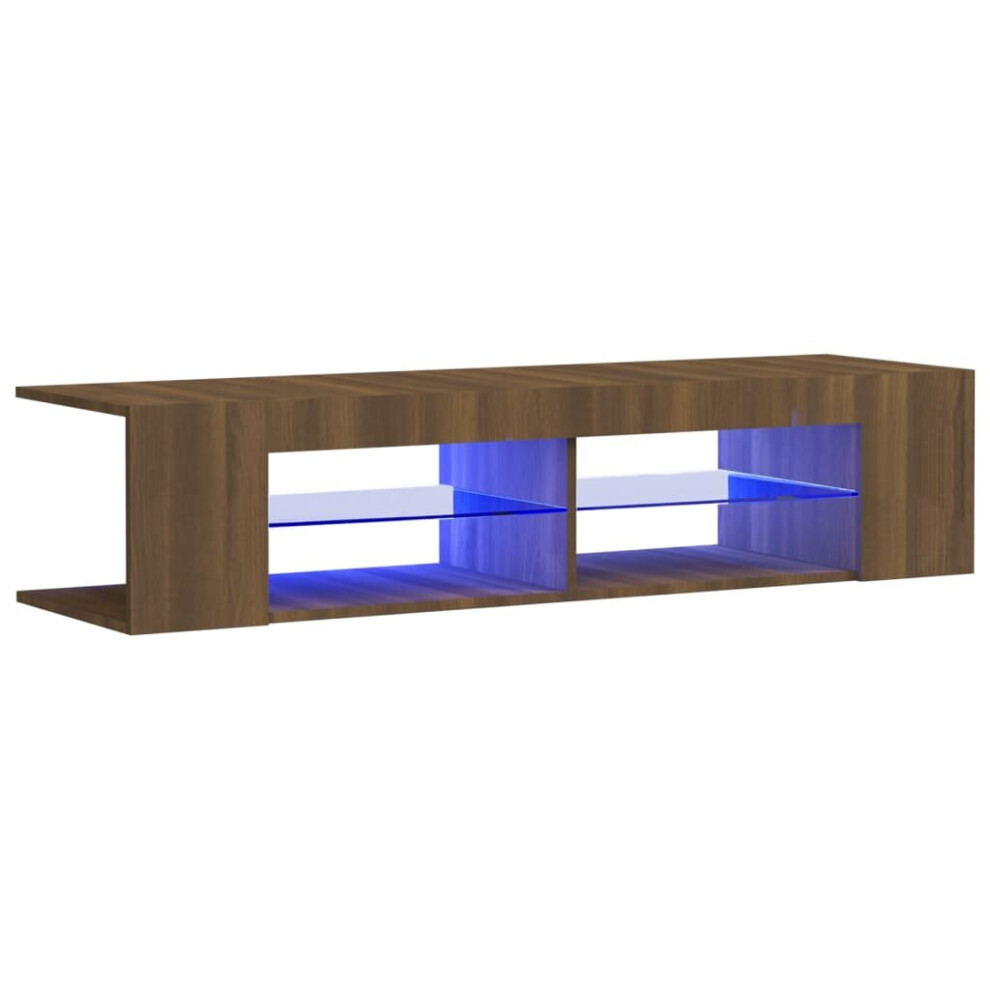 Vidaxl (Brown Oak) Tv Cabinet With Led Lights Entertainment Centre Tv Stand Media Tv Unit