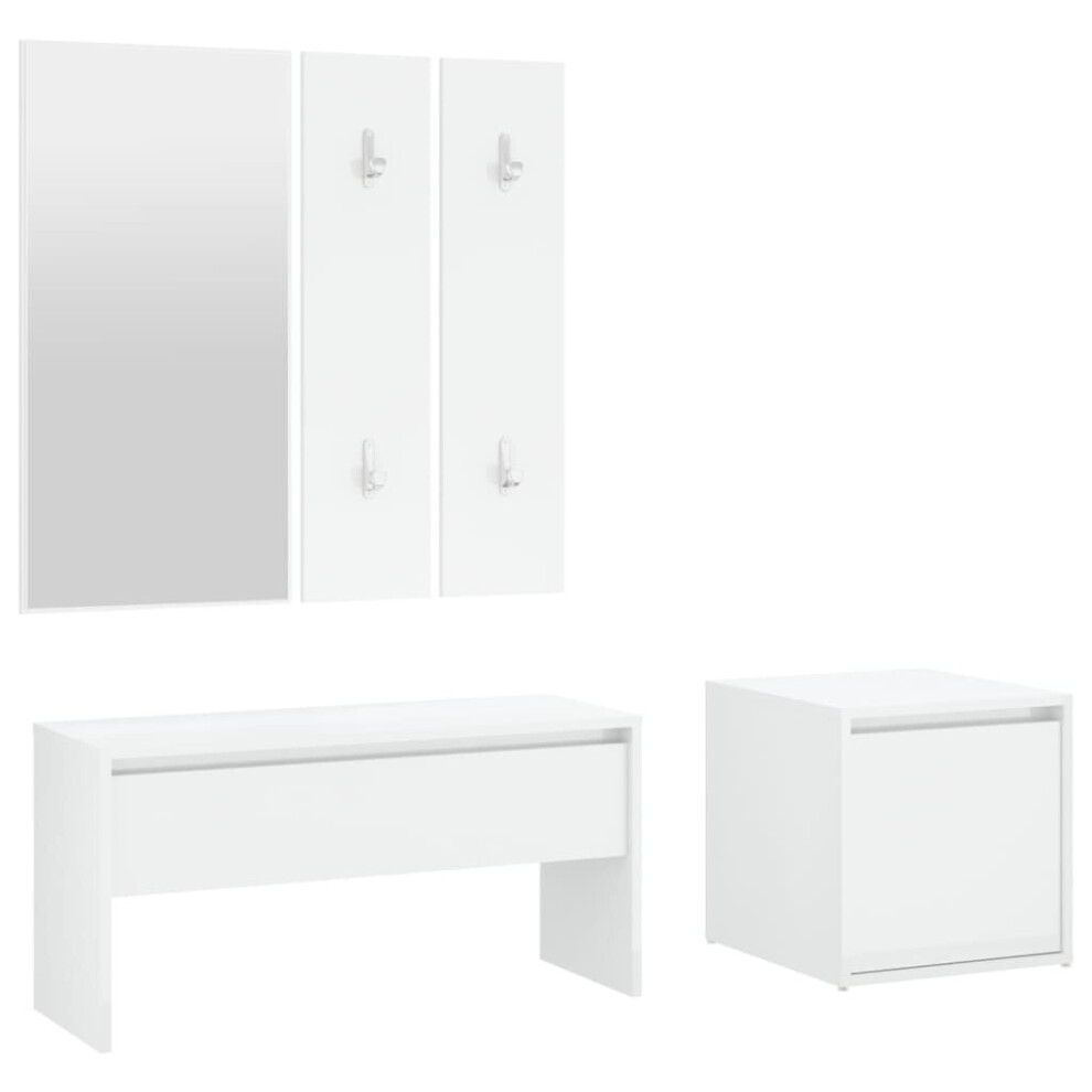 (High gloss white) vidaXL Hallway Furniture Set Engineered Wood Hall Bench Rack Multi Colours