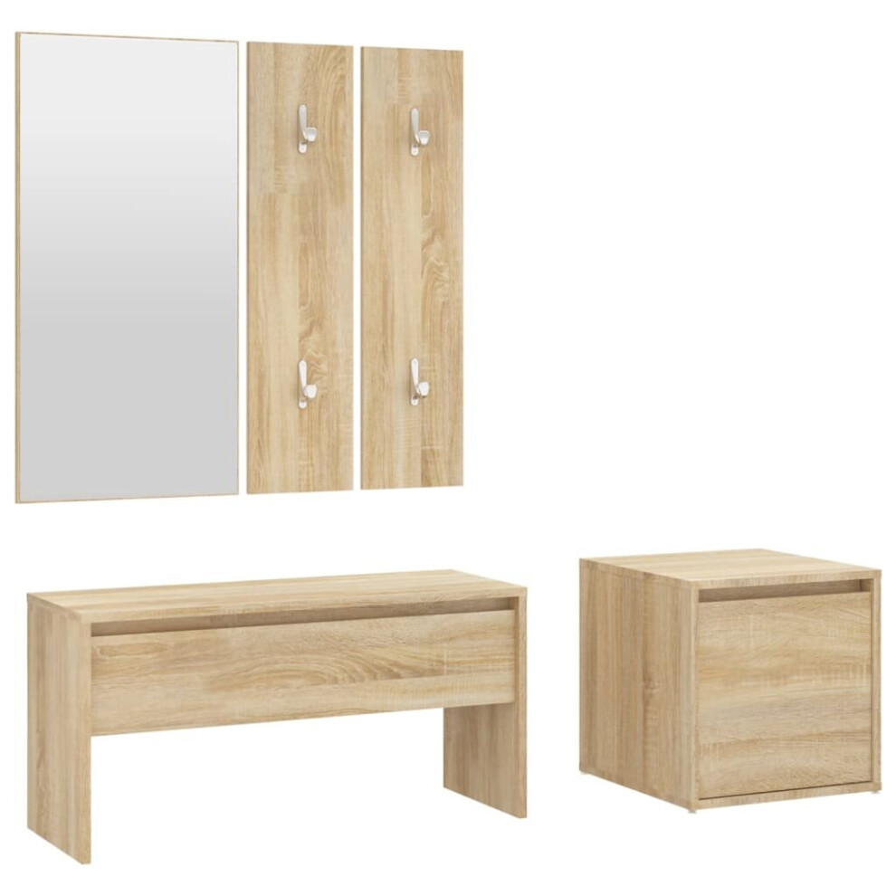 Vidaxl (Sonoma Oak) Hallway Furniture Set Engineered Wood Hall Bench Rack Multi Colours