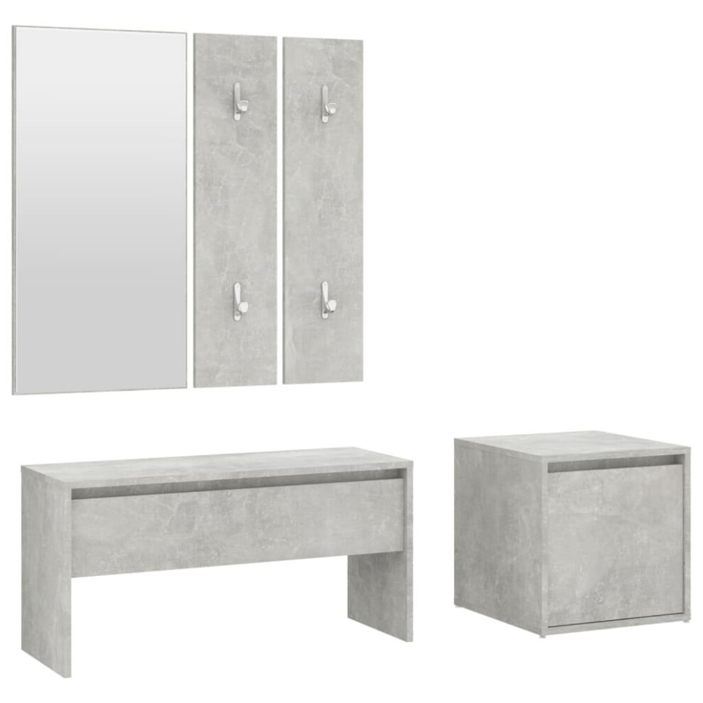 Vidaxl (Concrete ) Hallway Furniture Set Engineered Wood Hall Bench Rack Multi Colours Grey