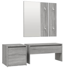 (Grey sonoma) vidaXL Hallway Furniture Set Engineered Wood Hall Bench Rack Multi Colours