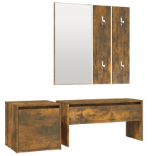 (Smoked oak) vidaXL Hallway Furniture Set Engineered Wood Hall Bench Rack Multi Colours