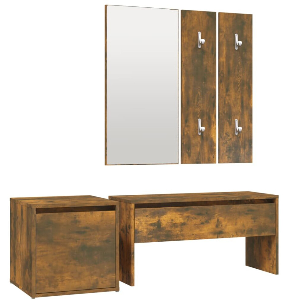 Vidaxl (Smoked Oak) Hallway Furniture Set Engineered Wood Hall Bench Rack Multi Colours