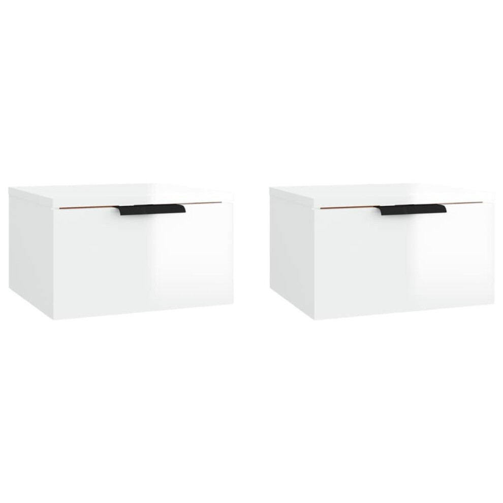 (High Gloss white, 2) vidaXL Wall-mounted Bedside Cabinets Bedroom Floating Nightstand Wall Cabinet