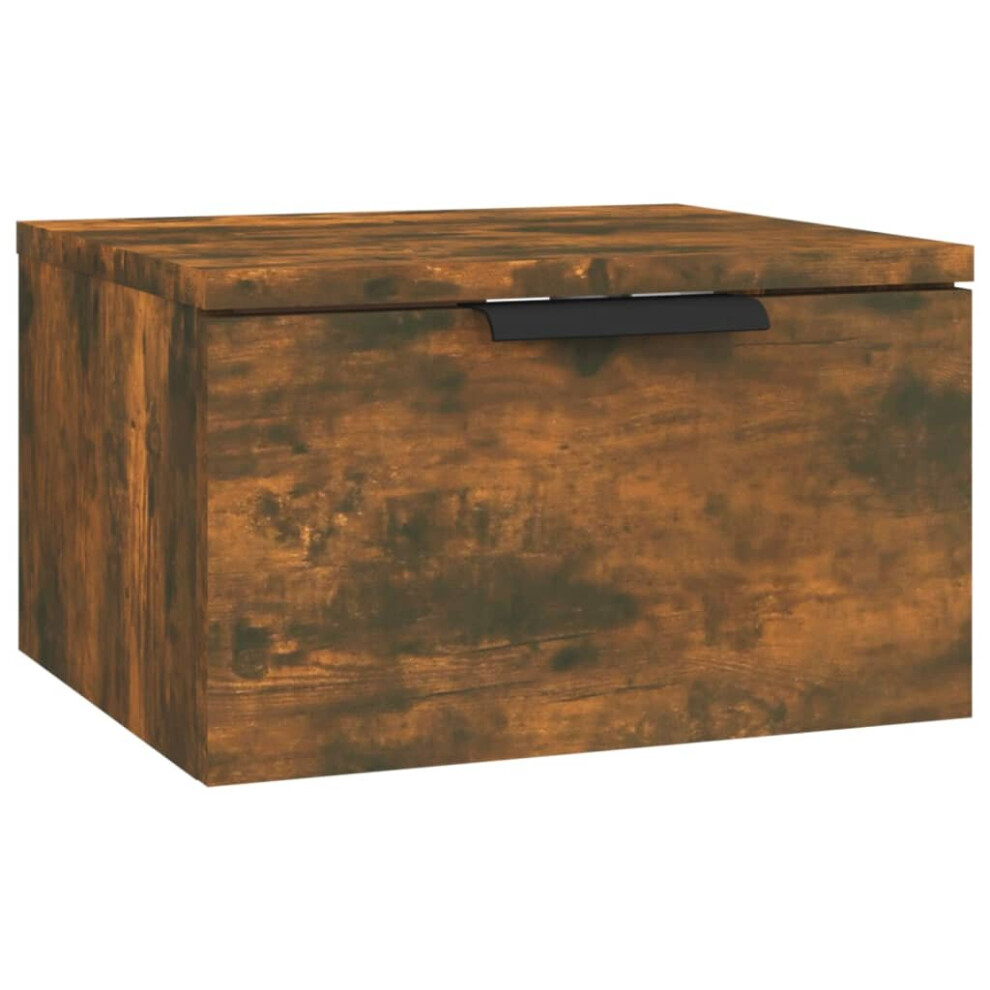 Vidaxl (Smoked Oak, 1) Wall-Mounted Bedside Cabinets Bedroom Floating Nightstand Wall Cabinet