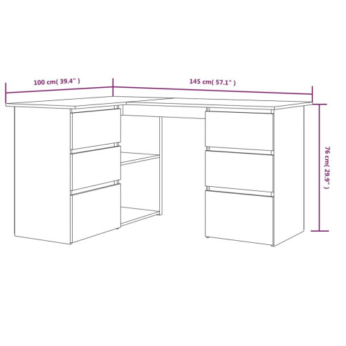 VidaXL (Grey sonoma) vidaXL Corner Desk Chipboard Home Office Computer Study Table Multi Colours 1