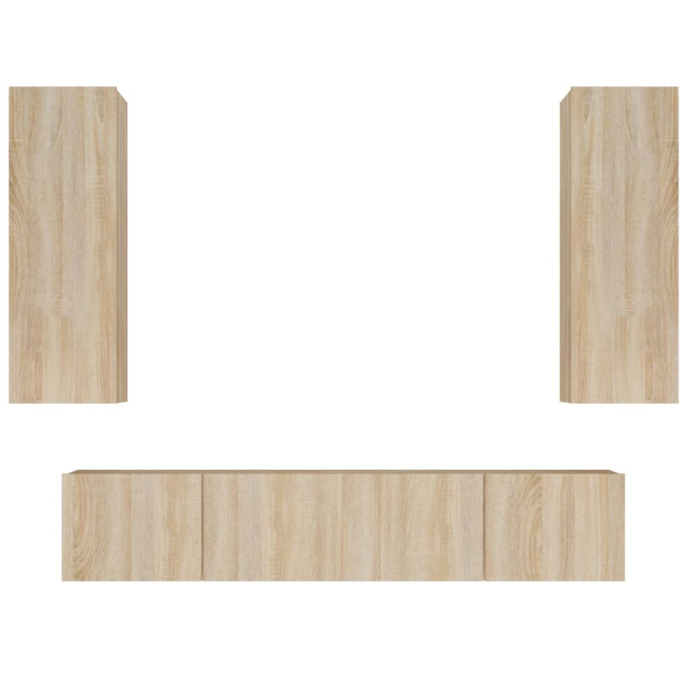 Vidaxl Tv Cabinet Set 4 Piece Sonoma Oak Engineered Wood Media Unit Tv Console