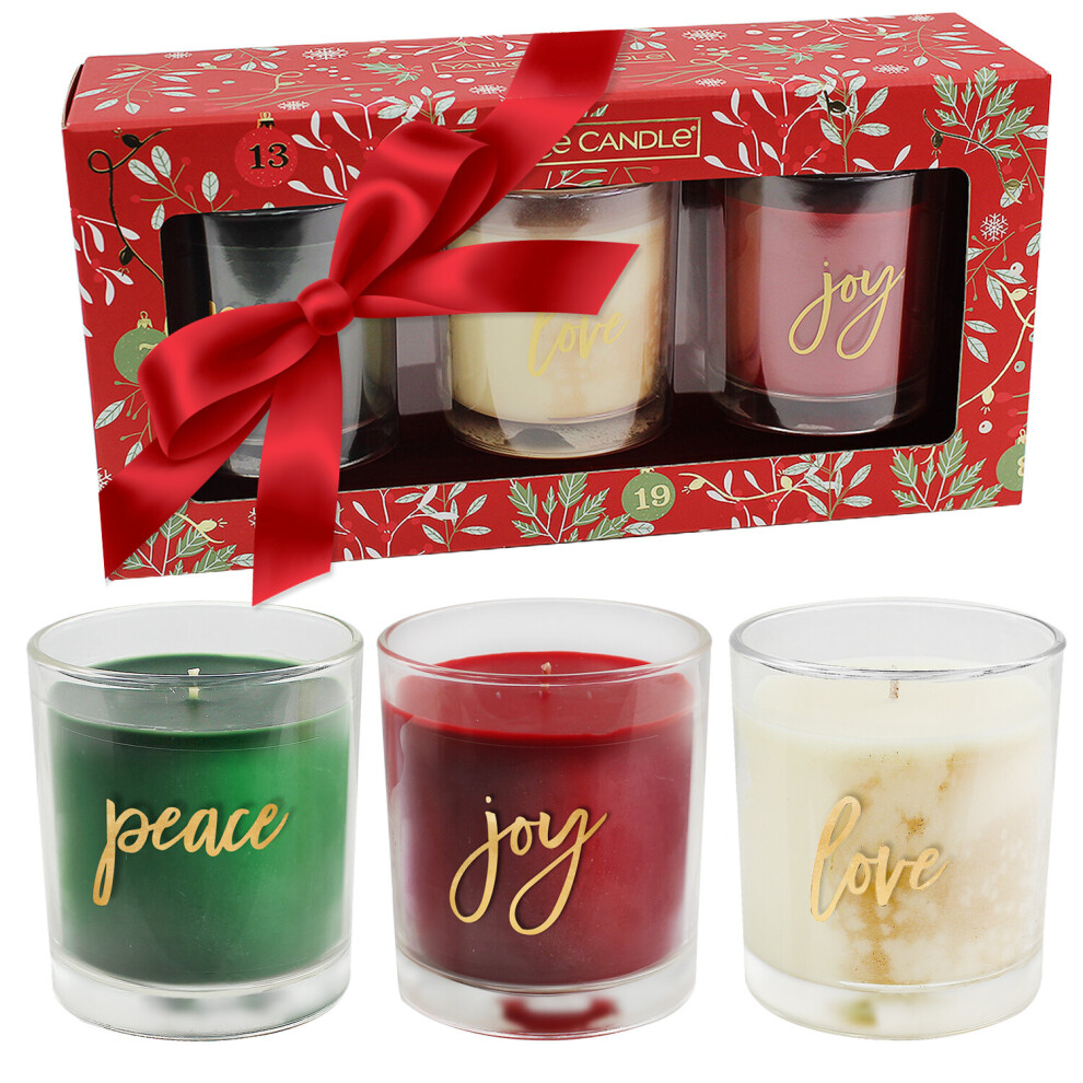 3 x Yankee Candles Christmas Scented Wax Tumbler Jars Gift Set 45 Hour Burn Time