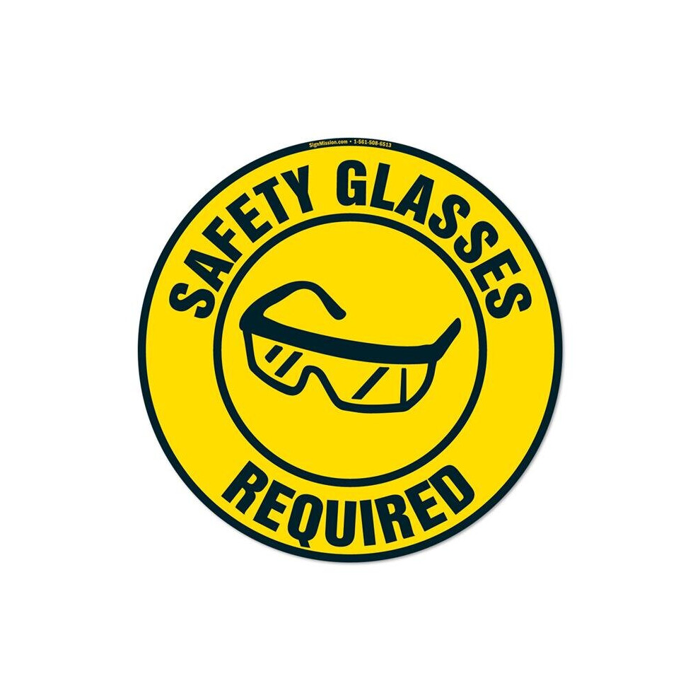 Signmission Fd-C-16-99897 16 X 16 In. Non-Slip Circle Vinyl Floor Decal - Safety Glasses Required