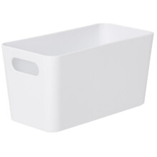 White Wham Plastic Slim Rectangle Storage Basket 20cm x 10cm 1.4L