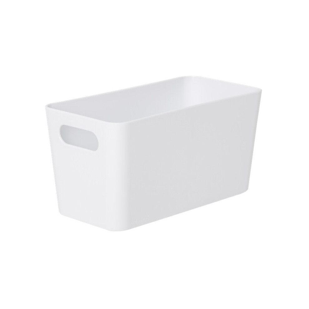 White Wham Plastic Slim Rectangle Storage Basket 20cm x 10cm 1.4L