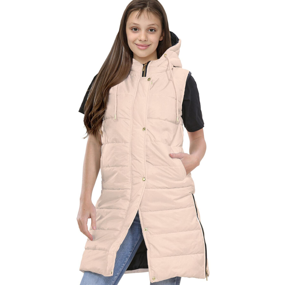 (11-12 Years) Girls Oversized Gilet Mint Long Line Jacket