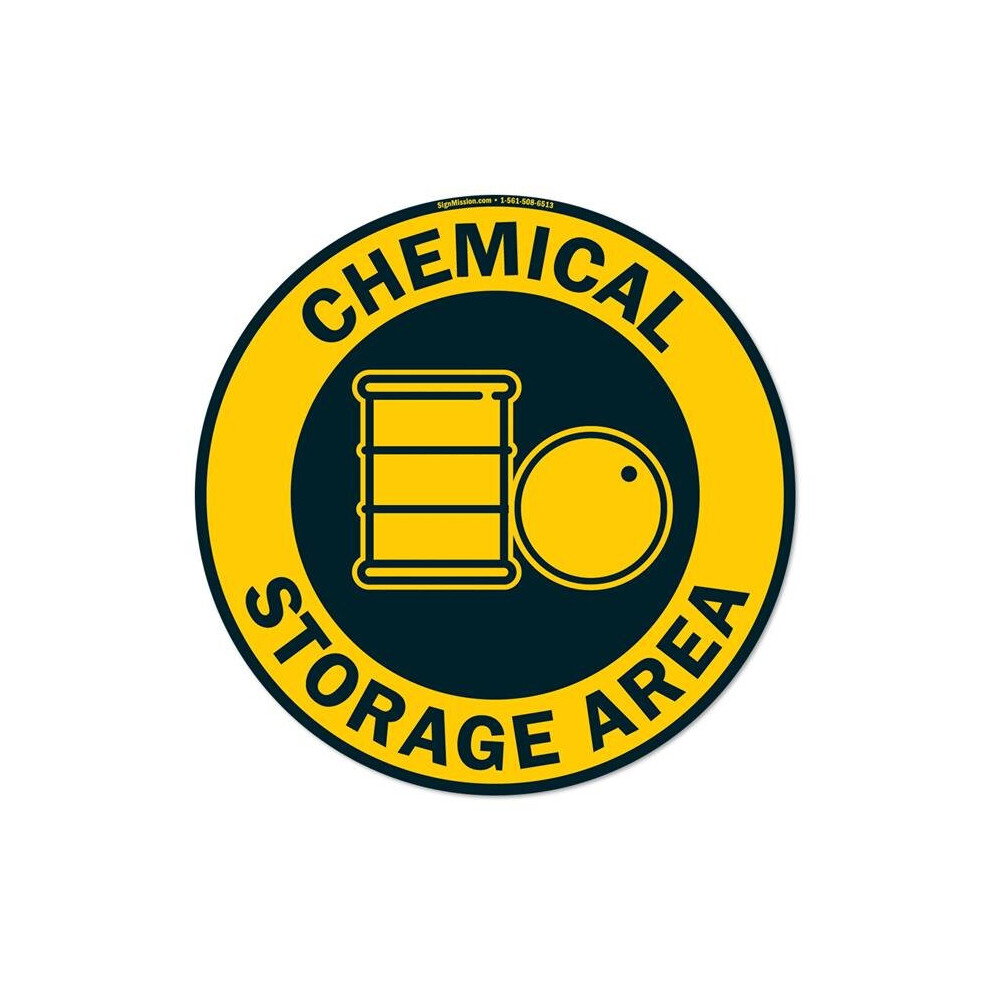 SignMission FD-C-16-99961 16 x 16 in. Non-Slip Circle Vinyl Floor Decal - Chemical Storage Area