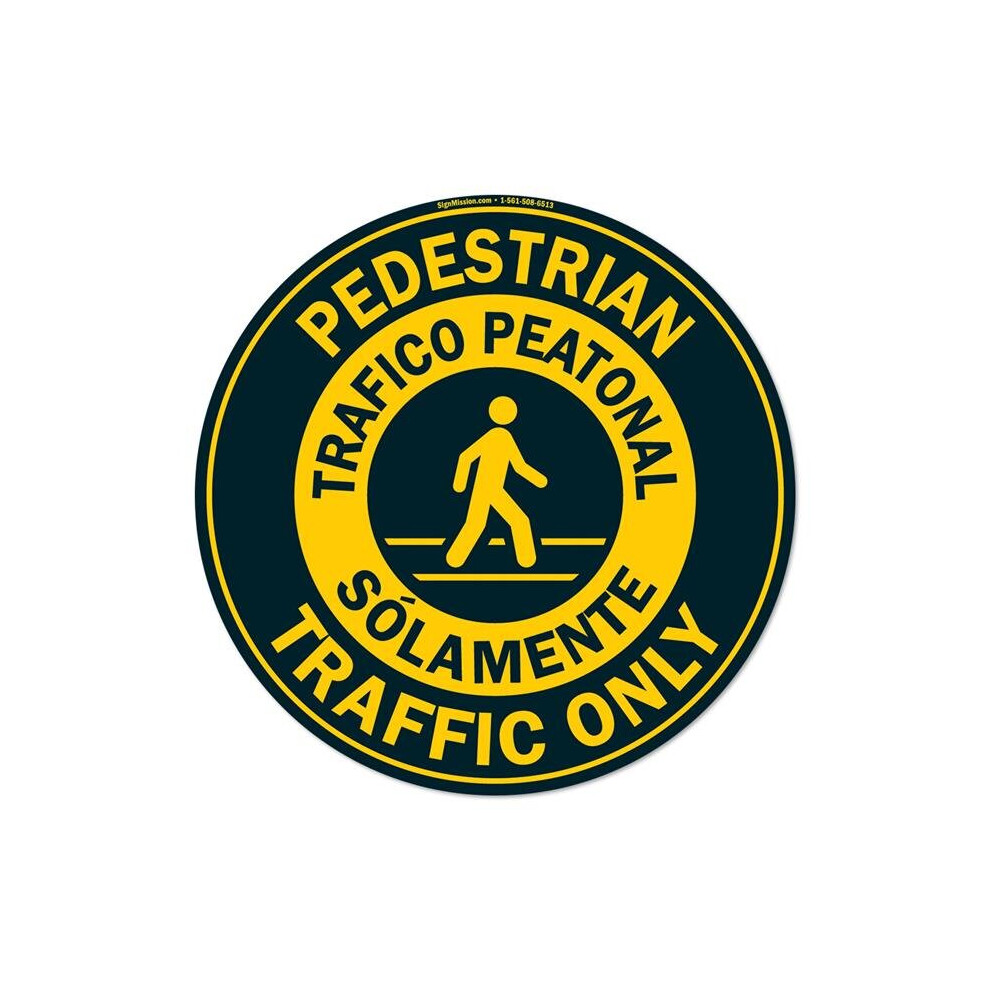 Signmission Fd-C-16-99906 16 X 16 In. Non-Slip Circle Vinyl Floor Decal - Pedestrian Traffic English Spanish