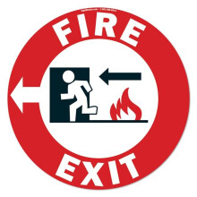 SignMission FD-C-16-99939 16 x 16 in. Non-Slip Circle Vinyl Floor Decal - Fire Exit Left