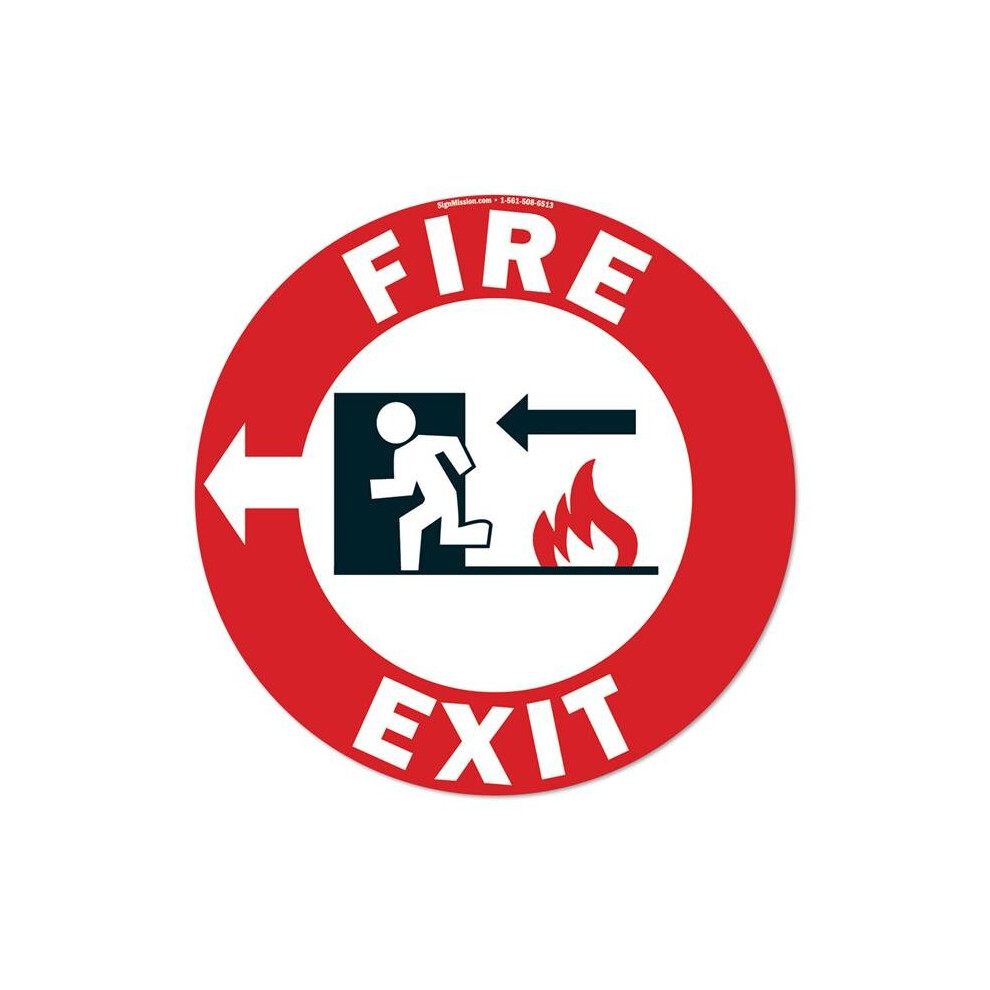 Signmission Fd-C-16-99939 16 X 16 In. Non-Slip Circle Vinyl Floor Decal - Fire Exit Left