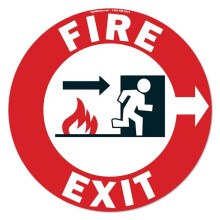 SignMission FD-C-16-99938 16 x 16 in. Non-Slip Circle Vinyl Floor Decal - Fire Exit Right