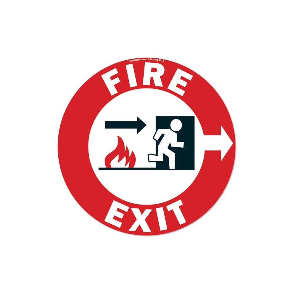 Signmission Fd-C-16-99938 16 X 16 In. Non-Slip Circle Vinyl Floor Decal - Fire Exit Right