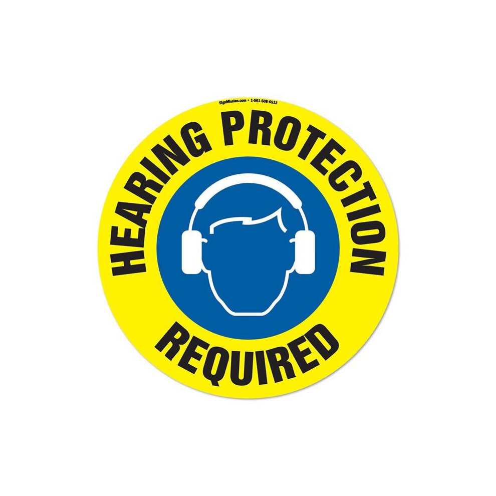 Signmission Fd-C-16-99926 16 X 16 In. Non-Slip Circle Vinyl Floor Decal - Hearing Protection Required