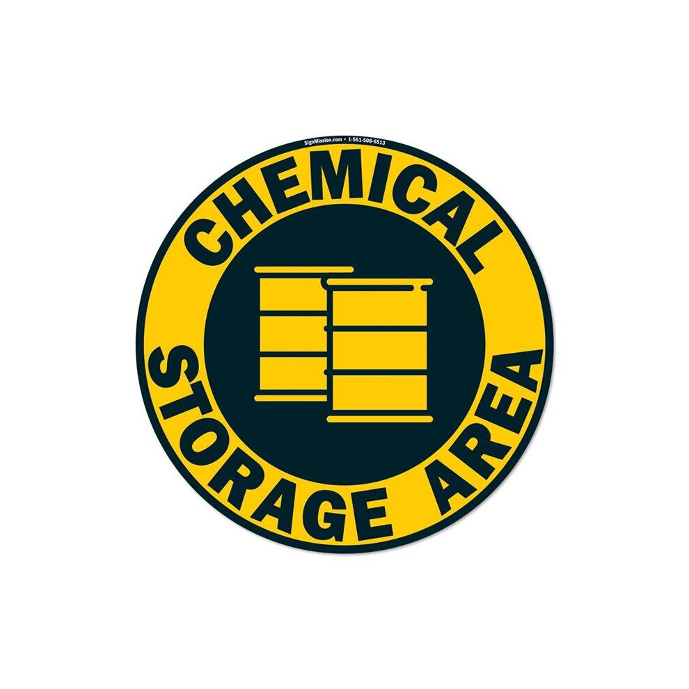 SignMission FD-C-16-99962 16 x 16 in. Non-Slip Circle Vinyl Floor Decal - Chemical Storage Area 2
