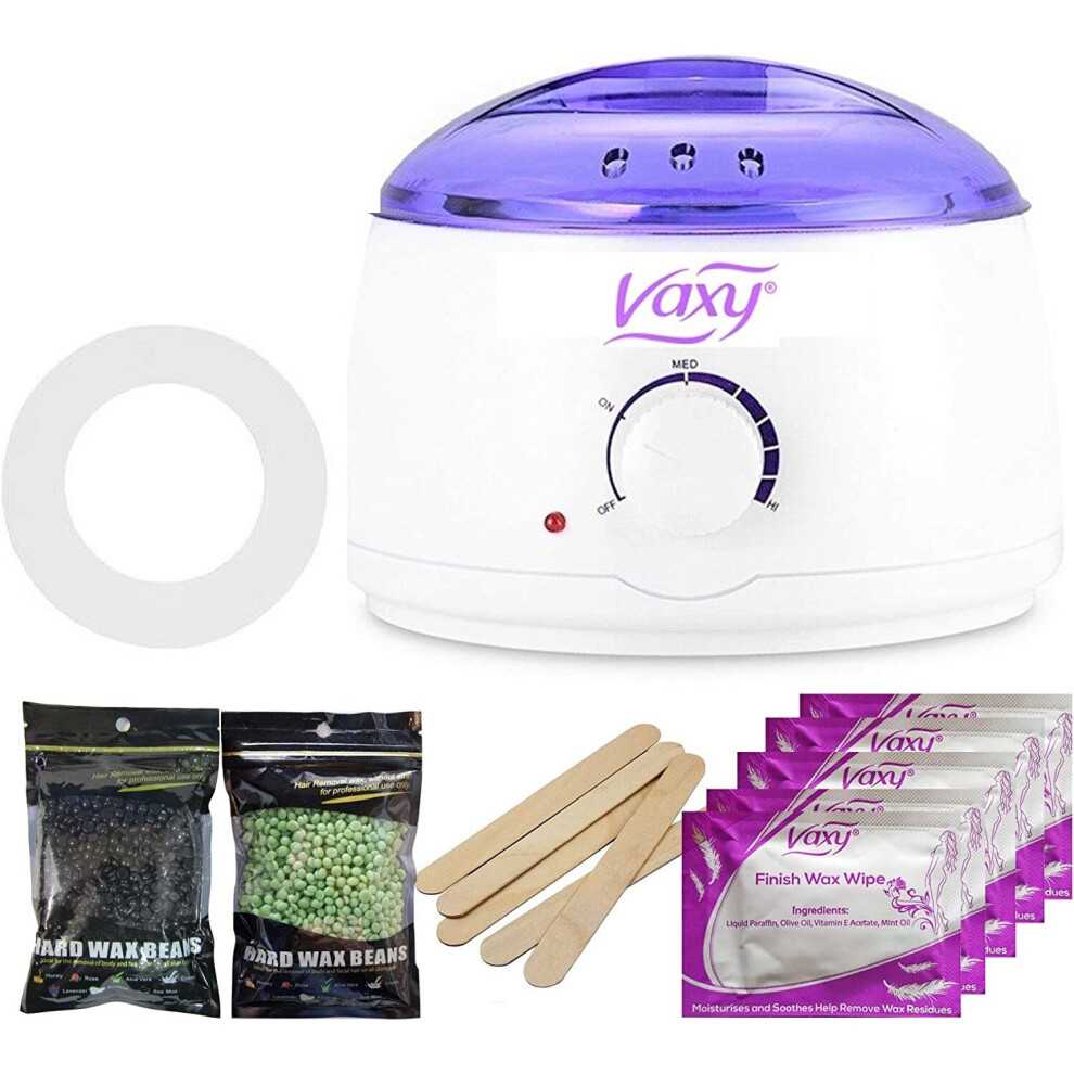 Vaxy Wax Warmer, Hair Removal Waxing Kit, Electric Pot Heater Melts With Accessories. Painless Rapid Waxing Of Face, Body, Bikini Area, Total Home Waxing