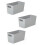 Wham 3 Grey Wham Plastic Slim Rectangle Storage Basket 20cm x 10cm 1.4L 1