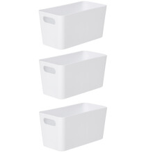 3 White Wham Plastic Slim Rectangle Storage Basket 20cm x 10cm 1.4L