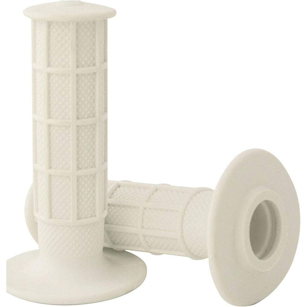 Pair Of Motocross Bar Grips - 22Mm Left 25Mm Right 125Mm Length White 5034862325839