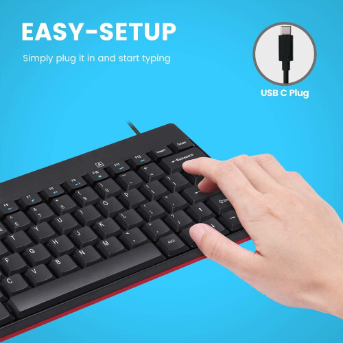 Perixx PERIBOARD-422 Wired USB-C Mini Keyboard, USB Type C Connector, UK QWERTY 2