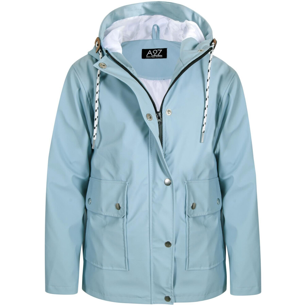 A2zkids (13 Years) Unisex Pu Raincoat Parka Hooded Dusty Black Jacket