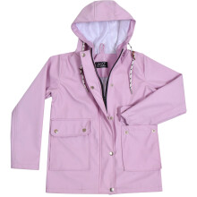 (5-6 Years) Girls PU Raincoat Parka Hooded Dusty Black Jacket