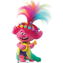 Star Cutouts SC1497 Poppy Ukulele/Guitar Trolls World Tour Lifesize Cardboard Cutout/Decoration Height 95cm Width 63cm, Multicolour