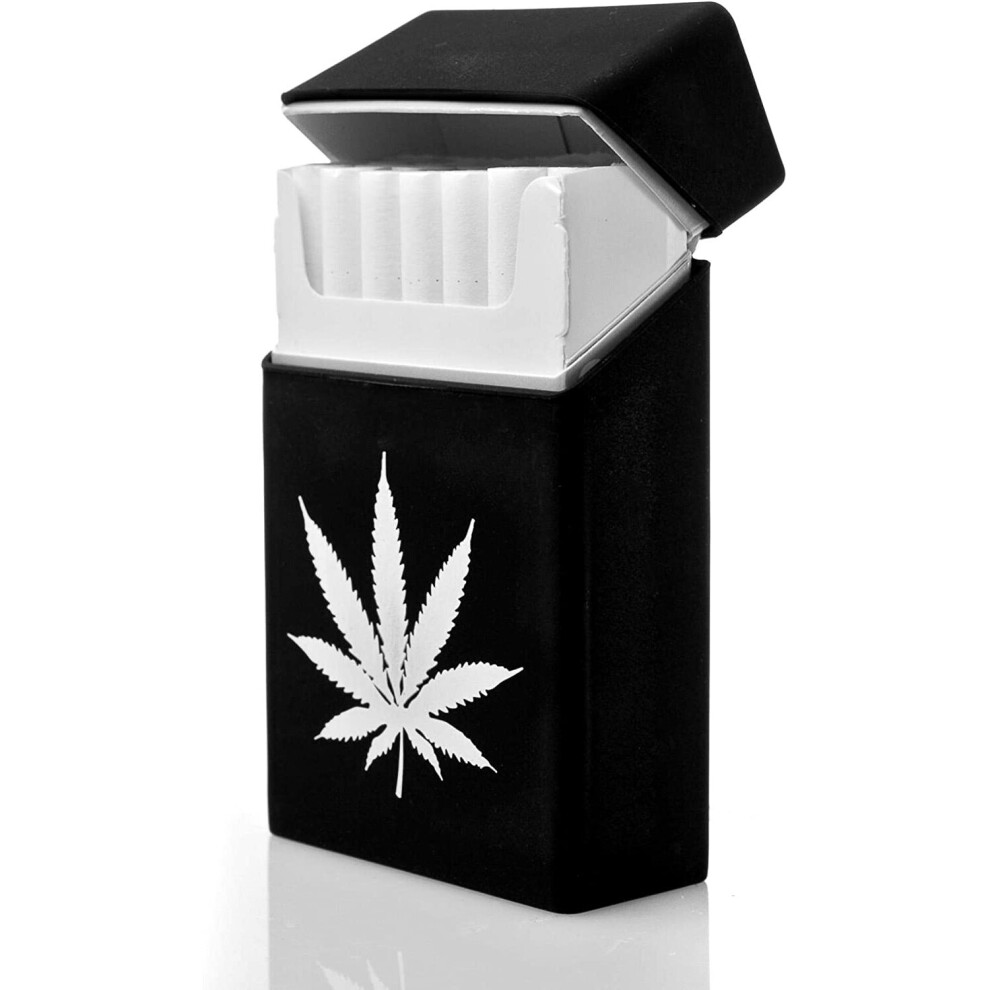 Silicone Cigarette Case Pack Box Cover Cig Holder King Size Cigarettes Black Weed Leaf Design Novelty Gifts for Him Her Accessory BestWayDigital