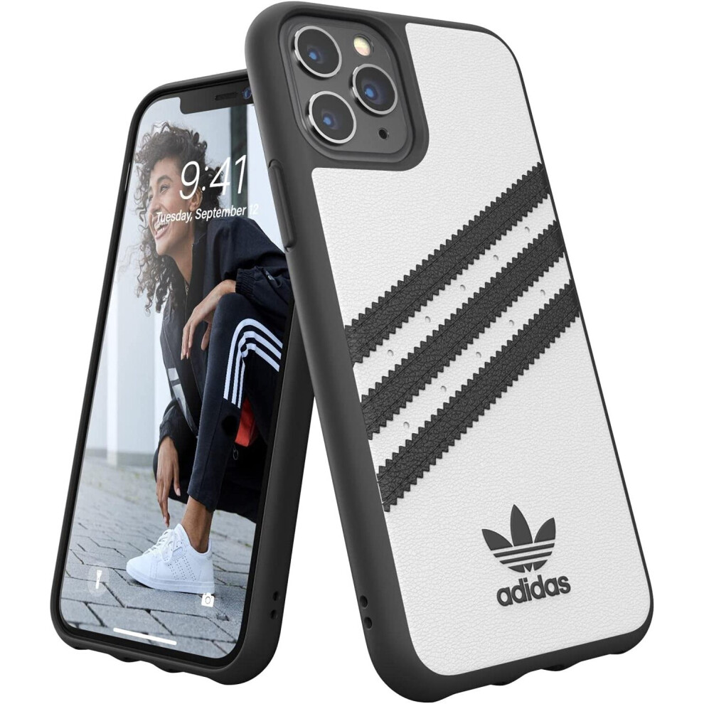 adidas Phone Case Compatible with iPhone 11 Pro Case, Originals Moulded TPU Three Stripes Protective Phone Cover, White and Black