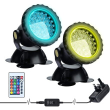 Lychee Waterproof Underwater Spot Lights,Remote Control Amphibious Change Color Submersible Lights for Garden Pond Aquarium Courtyard Swimming Pool