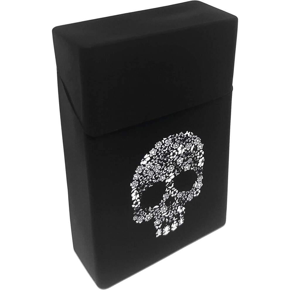 Silicone Cigarette Case Pack Box Cover Cig Holder King Size Cigarettes White Skull Black Design Novelty Gifts for Him Her Accessory BestWayDigital