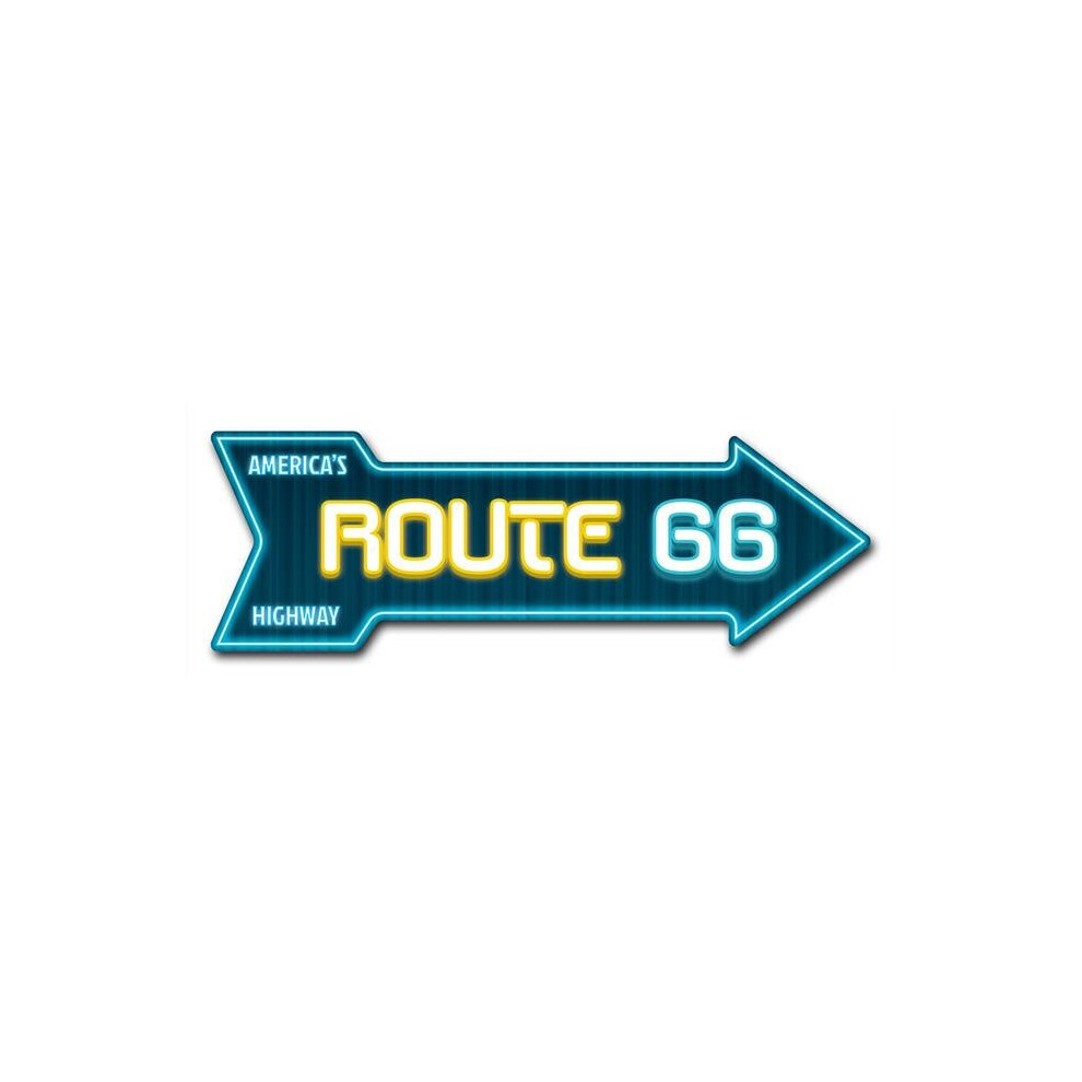 SignMission D-A-999632 6 x 18 in. Indoor & Outdoor Decor Direction Sticker Vinyl Wall Decals - Route 66 Neon - 24 in.