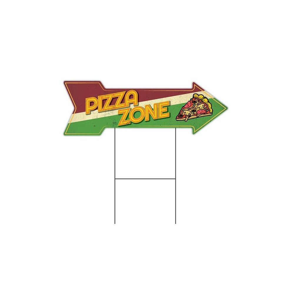 SignMission C-ARROW10-DS-999668 10 x 30 in. Corrugated Plastic Double Sided Arrow Sign - Pizza Zone