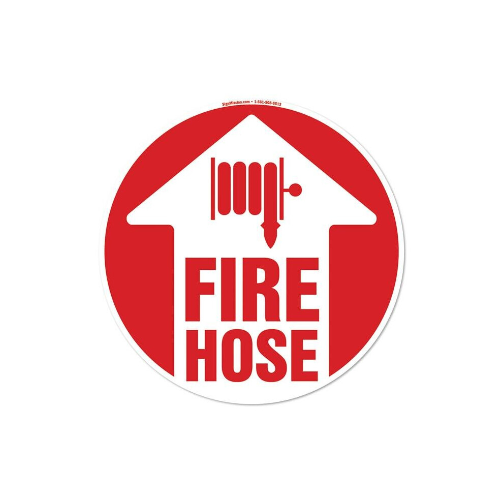 SignMission FD-C-16-99935 16 x 16 in. Non-Slip Circle Vinyl Floor Decal - Fire Hose