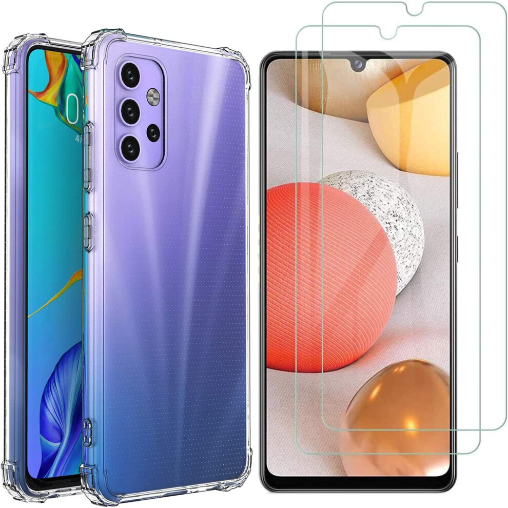 Aoyiy Case For Samsung A325f Galaxy A32 4G, Transparent Soft Tpu Shockproof Case + [2 Pack] Hd Tempered Glass Screen Protector For Samsung Galaxy A32 6956900111015
