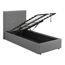 LPD Lucca Plus 3FT Single 90CM Ottoman Storage Grey Fabric Bed