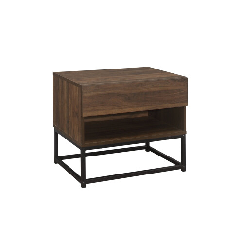 Birlea Houston Walnut  Industrial 1 Drawer Bedside - Internal Shelf - Metal Base 1