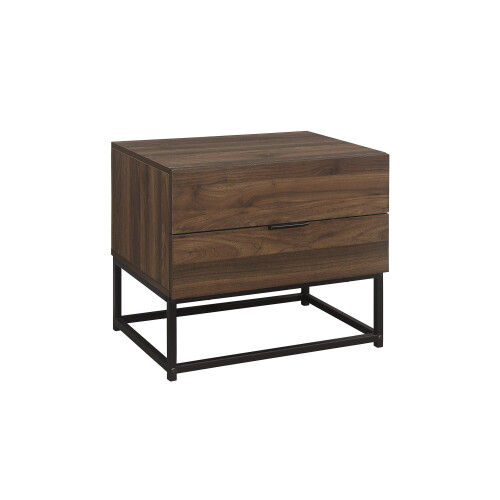 Birlea Houston Walnut 2 Drawer Bedside - Metal Base - Industrial Style 1
