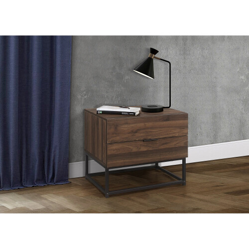 Birlea Houston Walnut 2 Drawer Bedside - Metal Base - Industrial Style 2