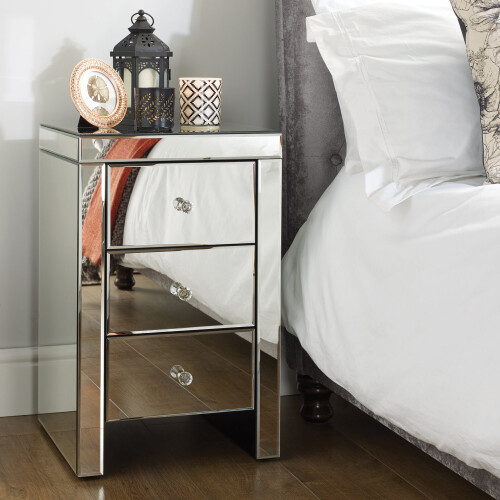 Birlea Seville 3 Drawer Mirrored Bedside 2